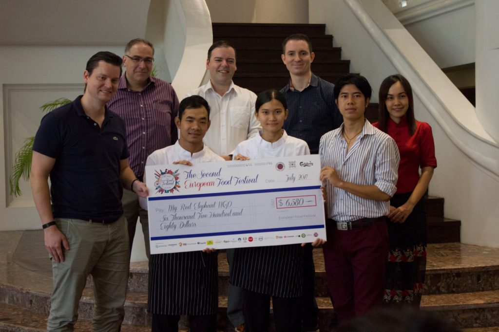 Back row: Alexander Scheible - Rose Garden Hotel, Magnus Scherr -  Mahlzeit Restaurant,                               Andreas Sigurdsson -Lychee Ventures,  Front row: Tim Reuss – 57 Below ,                                                                  Mg Sai Kyaw Swar Aung - My Red Elephant, Yin Ming Thant - My Red Elephant,                                             Saw Zin Moe - My Red Elephant, Khin Zar Minn Htoon-  AGD Bank