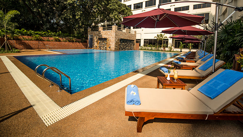 Out hotel swimming pool.