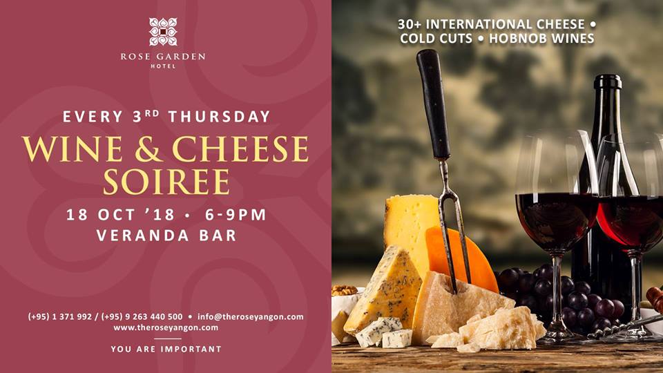 wine an dcheese soiree at the rose garden hotel Yangon